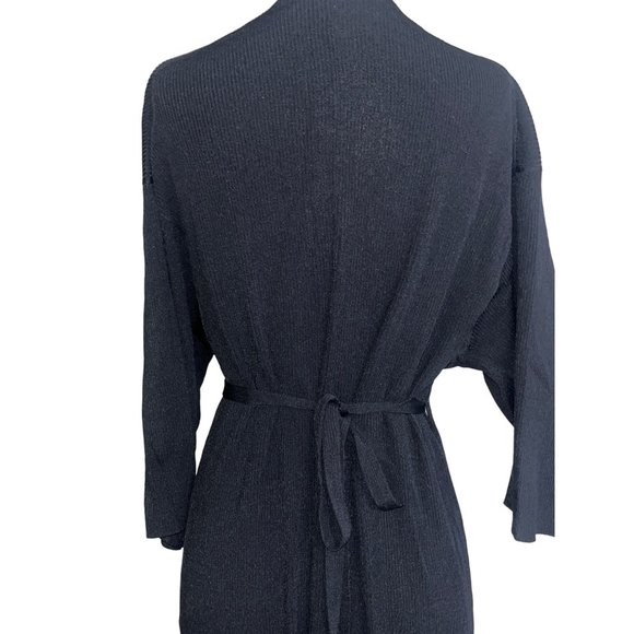 Everlane The Ribbed Wrap Midi Dress in Black Large Womens - Picture 9 of 13